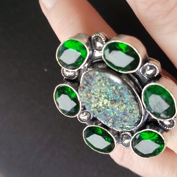 New Chrome Diopside 925 Silver Statement Ring. - Picture 11 of 13